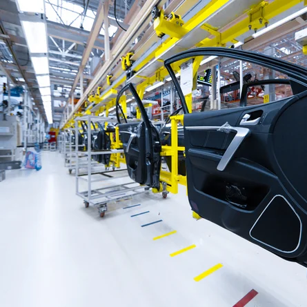 Elastischer Bodenbelag in einer Auto Fabrik - Elastischer Bodenbelag in einer Auto Fabrik